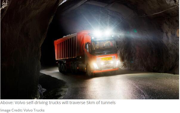 沃尔沃第一批商用自动驾驶卡车将用于采矿 到明年底之前配备安全员